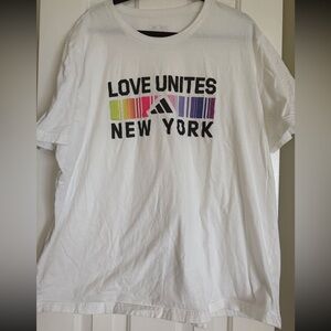 Adidas "Love Unites" New York Pride T-shirt Short Sleeve Size XXL‎ unisex